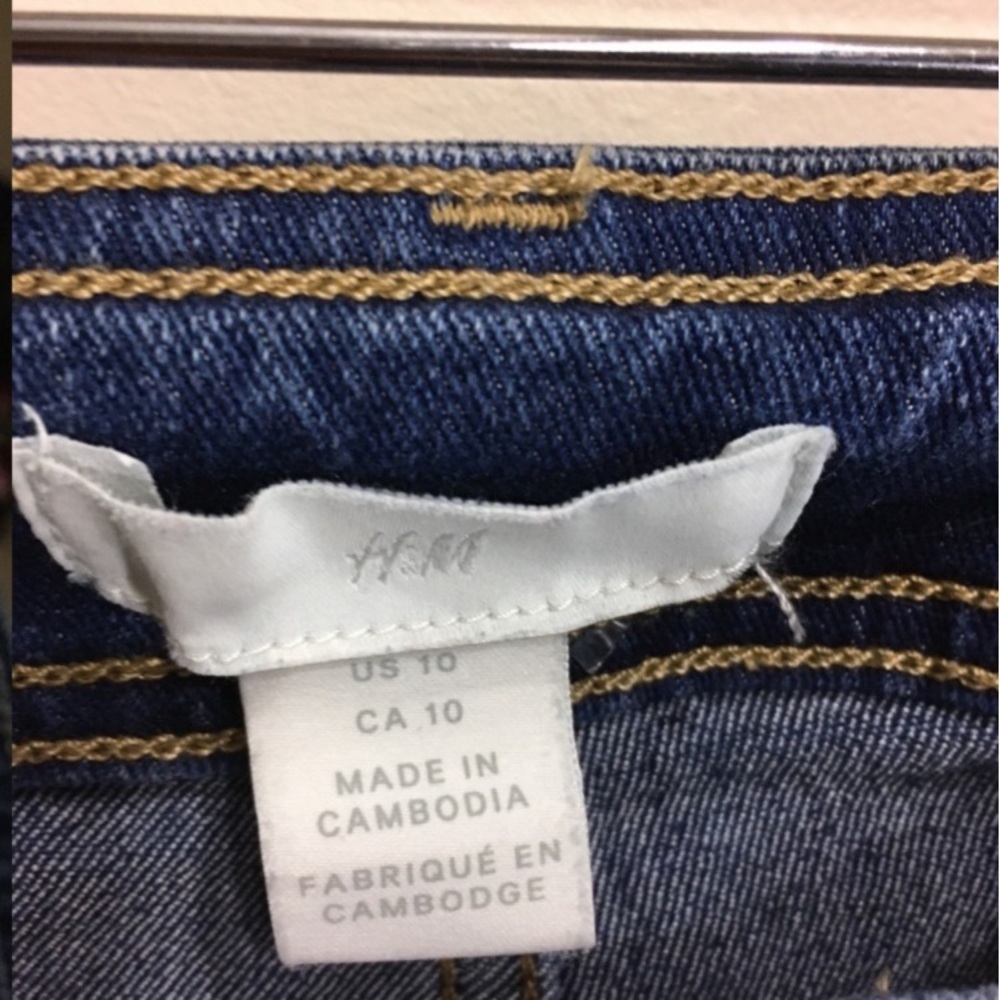 H&M Size 10 High Rise Wide Leg Crop Denim Jeans Medium Wash - Picture 7 of 8